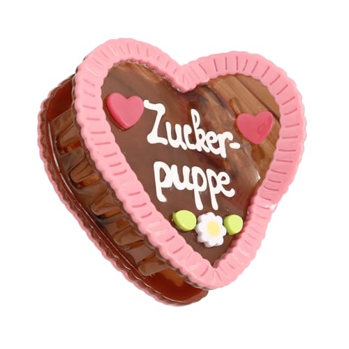 Personalised Gingerbread Holiday Heart Hair Claw Clip for Women Valentines Day Hair Claw Clips Love Hearts Claw Clip, 1 Piece