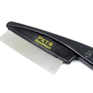 Dog and Cat Flea Comb – for Most Dogs, Cats, Rabbits, Pets – Grooming tool to Remove Fleas, Mites, Ticks, Dandruff Flakes – Safe and Fine Pins