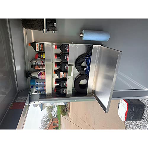 Speedway Motors Standard Aluminum Trailer Storage Cabinet, Features Fold-Down Work Table, Two Paper Towel Holders And Storage, For Enclosed Race Trailer Or Garage Storage #TOP7