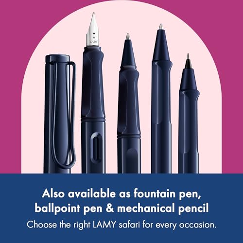 Image of Lamy Safari Dark Dusk Rollerball Pen with Ergonomic Grip, Line Width M - For Comfortable Writing - Made of Robust ASA Plastic - with Roller Refill M 63 Black