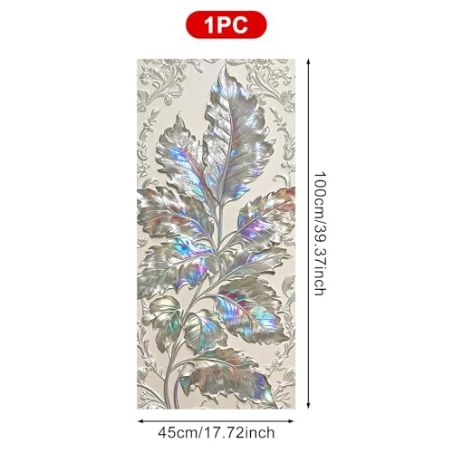 Vinilo decorativo adhesivo para ventana BlissYard hojas plateadas 17.7x39.3 pulg miniatura 3