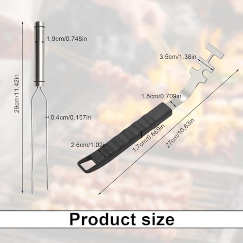 MUNTE 2 Stück Grillrost Heber 27 cm, Grillrostheber Edelstahl mit Einer Dicke von 3 mm, Grillrost Griffe mit Einer 29 cm Gabel, für Familien, Camping und Restaurants