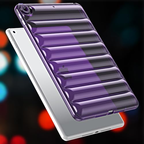 Coque iPad 10.2 silicone TPU souple transparent et pare-chocs violet léger
