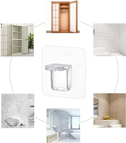 Image of No Drilling Shelf Support Hook || Plastic Closet Cabinet Shelf Support Clips || Self Adhesive Shelves Clips for Kitchen Bathroom Cabinet (10)