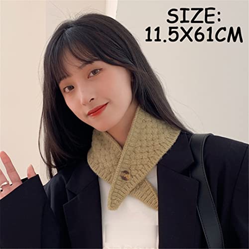 Cute Mini Neck Warmer Scarf Knit Neck Gaiter with Buttons Womens Neck Choker Thermal Scarves for Outdoor Activities4