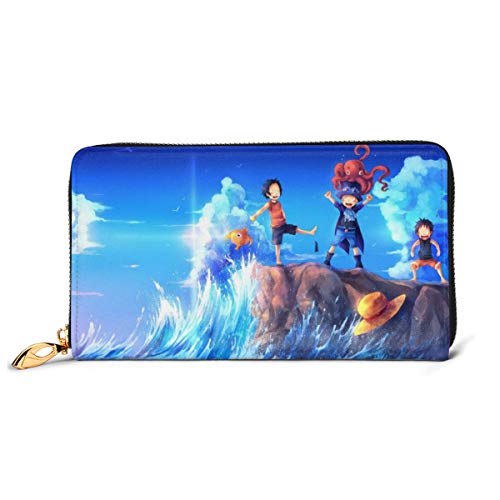 Preisvergleich Produktbild Einteilige Geldbörse aus echtem Leder mit Reißverschluss, lange Clutch, Münzfach, Kartenpaket für Damen und Herren