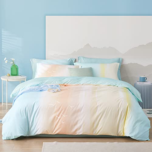 Saphreas Blue Yellow Shades 3 Piece Duvet Cover Set Twin Size Birds Printed Cotton Bedding Comforter Duvet Cover Set 1 Duvet Cover 2 Pillow Shams… #TOP1