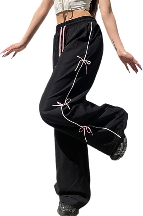 Women's Wide Leg Sweatpants with Bow Details | Drawstring Waist | Athletic Casual Wear | Standard Length | Stylish and Travel Comfy Trouser Pants-picture-29