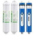 2x Inline Filters and 2x 75 GPD RO Membrane, Membrane Solutions Combo Filter Pack Fits Under-Sink Reverse Osmosis Water Purifier System