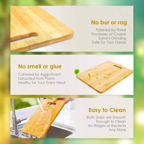 Image of Bamboo Cutting Board 32 x 22 cm for Kitchen | Wooden Chopping Board for Vegetables, Fruits & Meat | Eco-Friendly, Knife Friendly, Durable & Easy to Clean | Smooth Hygienic Surface
