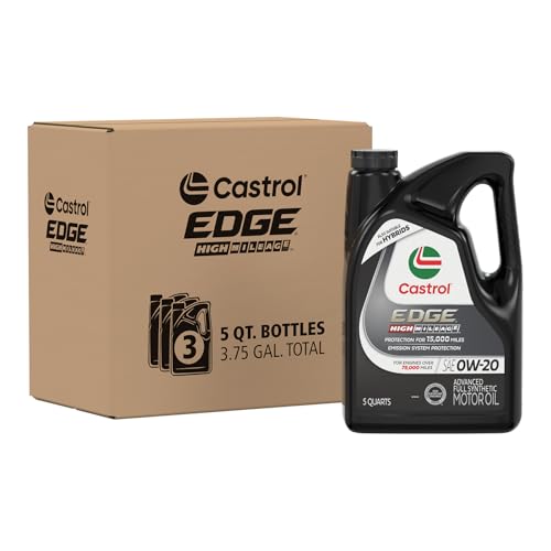 Castrol Edge High Mileage 0W-20 Advanced Full Synthetic Motor Oil, 5 Quart, Pack of 3