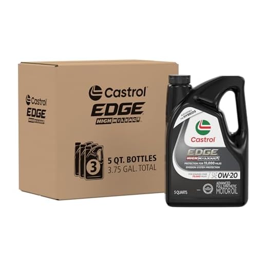 Castrol EDGE High Mileage 0W-20 Advanced Full Syn Motor Oil, 5 Qt, 3 Pack