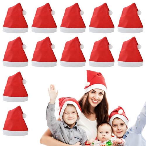 SCZND 12 Stück Weihnachtsmütze, Nikolausmütze für Erwachsene und...