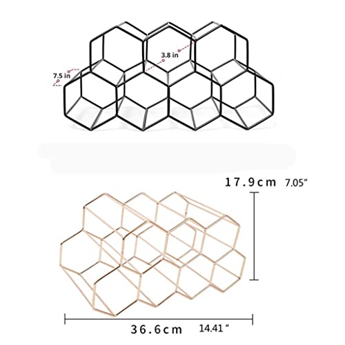 Soporte metálico para botellas de vino hexagonal 9 botellas miniatura 2