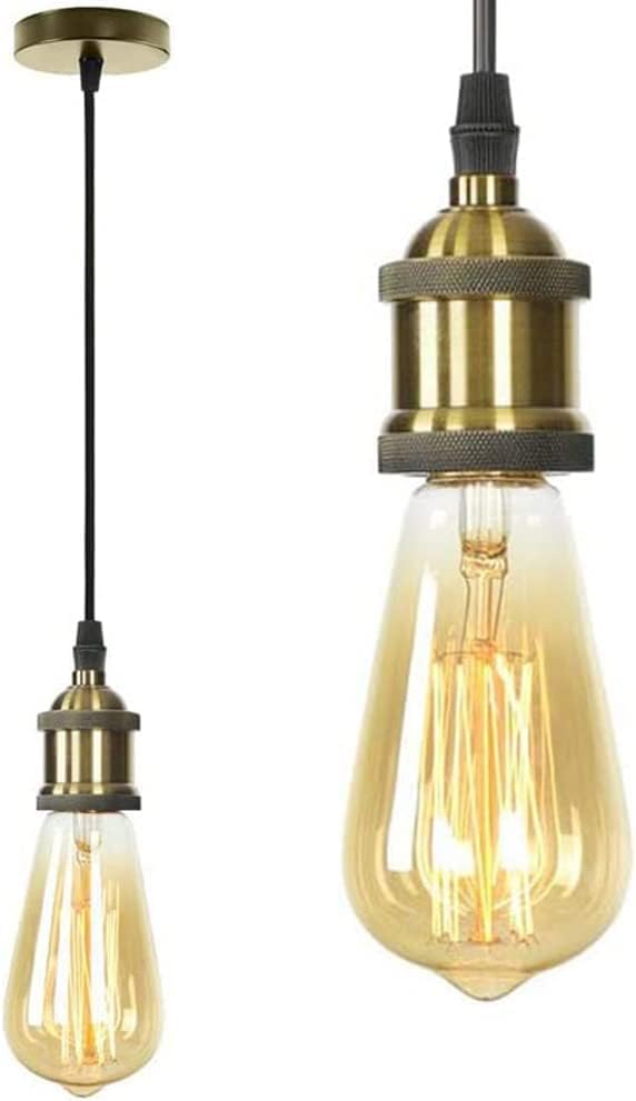 Vintage Mini Pendant Light with Bulb Included | Single Socket Hanging Light Kit with E26 E27 Base | Woven Fabric Cord Ceiling Pendant Lamp for Home Corridor Studio and Office Use-image-10