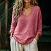 Linen Shirts for Women Spring Trendy Long Sleeve V Neck Loose Dressy Blouses Cotton Summer Beach Boho Casual Outfits