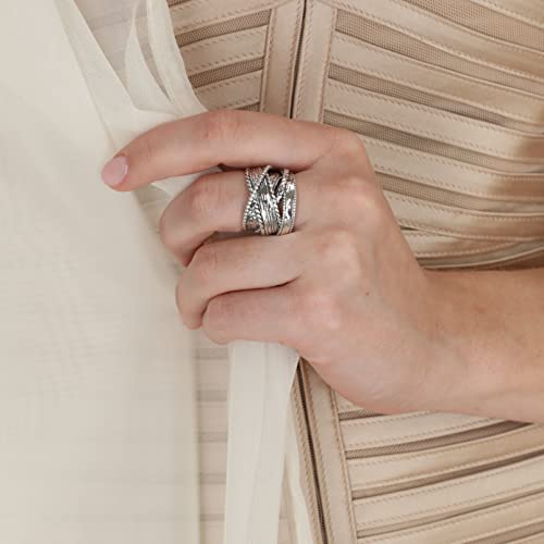 Paz Creations 925 Sterling Silver Wrapped Band Ring, Spiral Statement Rings For Women, Street Style Jewelry, Gift Ready For Her, Size 9 #TOP4