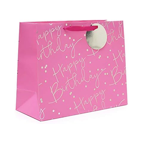 UK Greetings Large Pink & Silver Gift Bag Cover