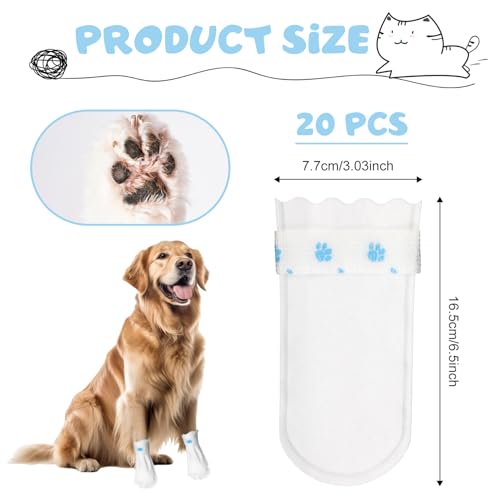 20 peças de botas descartáveis para cães, botas protetoras de patas com bandagem autoadesiva, cobert