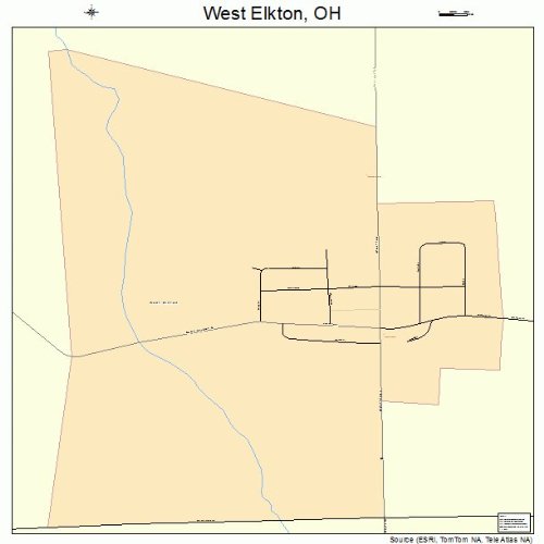 Large Street & Road Map of West Elkton, Ohio OH Printed poster size