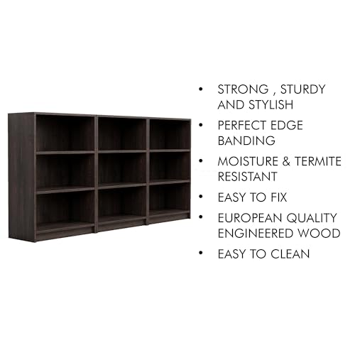 Image of Bniture Engineered Wood Bookshelf for Home | Multipurpose Wooden Book Shelf for Study Room, Home Decor Storage Rack, Showcase Organizer for Living Room, Bedroom, Office | Flower Wenge