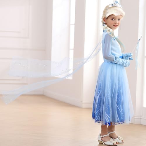 Disfraz completo de princesa azul para niñas miniatura 4