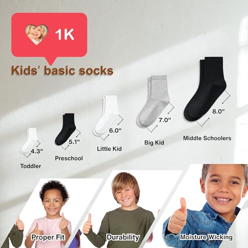 Kids Socks 12 Pairs Boys Girls Athletic Crew Ankle Socks for Children for Ages 1-13 Breathable Fit for Daily Wear4