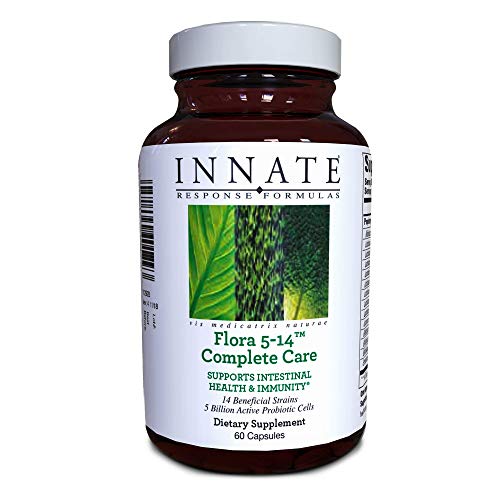 INNATE Response Formulas Flora 5-14 Complete Care - Probiotic Supplement - 5 Billion CFU - 14 Probiotic Strains - Supports Digestive Health - Vegetarian - Made Without 9 Food Allergens - 60 Capsules