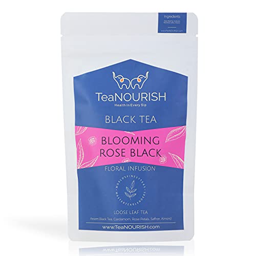 TeaNOURISH Blooming Rose Black Tea | Loose Leaf Tea | Robust & Flavorful | Assam Black Tea Blended with Rose Petals…