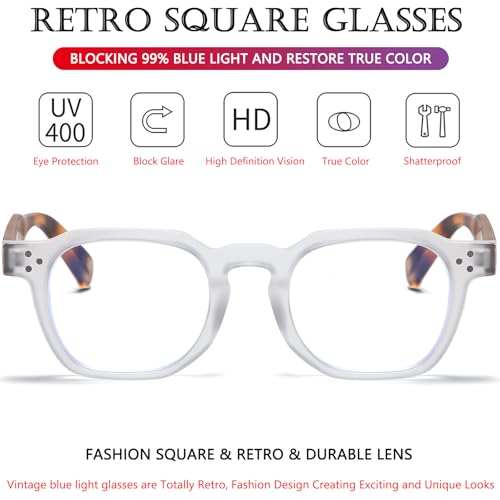 Image of AIEYEZO Retro Blue Light Glasses for Men Women Square Thick Framed Eyeglasses Trendy Vintage Computer Glasses