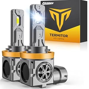 ermitor Bombillas H11/H9/H8 mejoradas, 80,000 lm 12 veces más brillantes, 6500 K blanco frío H11 bombilla antiniebla, tamaño mini real 1:1, luces de conducción Plug and Play, más de 75,000