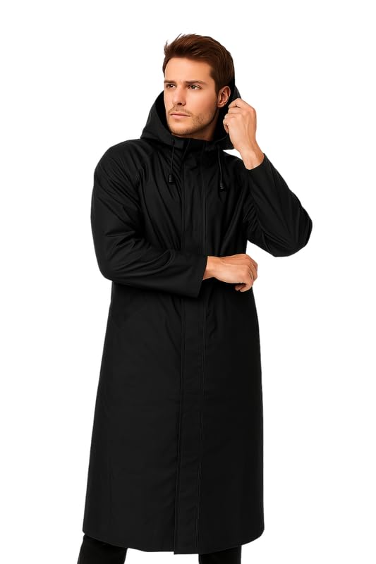 Image of Devil Men's Full-Length Raincoat - Waterproof & Windproof Overcoat (Multicolor,Multisize)