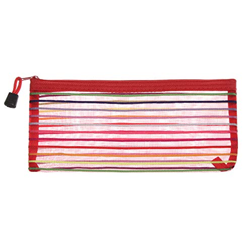 Preisvergleich Produktbild mnvxcbxv Federmäppchen mit Reißverschluss, Netzstoff, für Kosmetik, Aufbewahrungsfach, Regenbogenfarben, Geschenke, Make-up, Nylon-Handtaschen rot