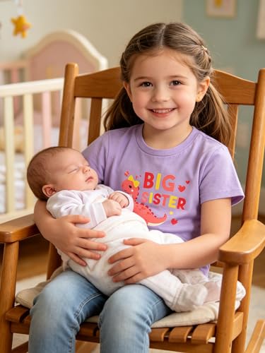 Image of Funnycokid Big Sister Shirts for Girls Pregnancy Announcement Toddler Promoted to T-Shirt 1-7 Years