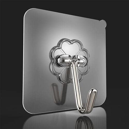 Adhesive Hooks 13.2LB(Max) Heavy Duty Self Adhesive Hooks Transparent Waterproof (Pack of 10)