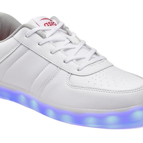 Image of ASIAN Men's Led Light High Glowing Dancing Multicolour Changing White Casual Sneaker Shoes with USB Cable Charging Shoes for Men's & Boy's Disco