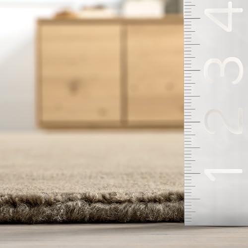 Image of Nuloom Speckled Fawn Solid Flatweave Wool Area Rug, 9' x 12' | Nuloom Speckled Solid 9' x 12' Wool Area Rug for Living Room Bedroom Dining Room, Fawn