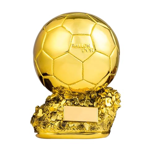 Fútbol Balón de Oro Trofeo Campeón Trofeo Mejor Jugador del Mundo MVP Tirador Premios Copa del Mundo réplica Resina Artesanía Regalos de Recuerdo,21CM-with Lettering Board