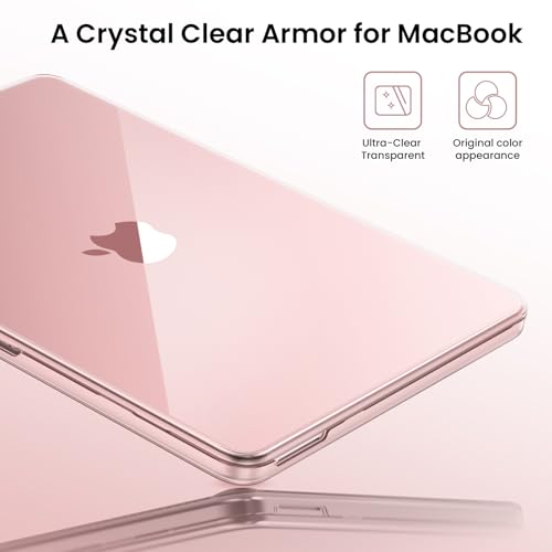 Image of BlueSwan Case for MacBook Neo Cover 13 inch 2026 A3404 Clear Hard Shell | Compatible for Apple Mac Neo 13 inch A18 Pro, Glossy Bright Finish, Scratch Resistant Protection, Laptop Skin Accessories, Blush