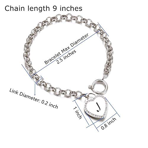 Image of CaleesLLC Letter A to Z Initial Charm Bracelet Adjustable Stainless Steel Anklet Personalized Wrist Link for Women