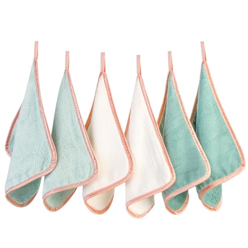 PHOGARY Pano de microfibra desmaquilhantes reutilizáveis, conjunto de 6 toalhas faciais de microfibra para maquilhagem, toalha facial limpeza facial - lavável e macia com a pele (8 x 8 pol.) verde)