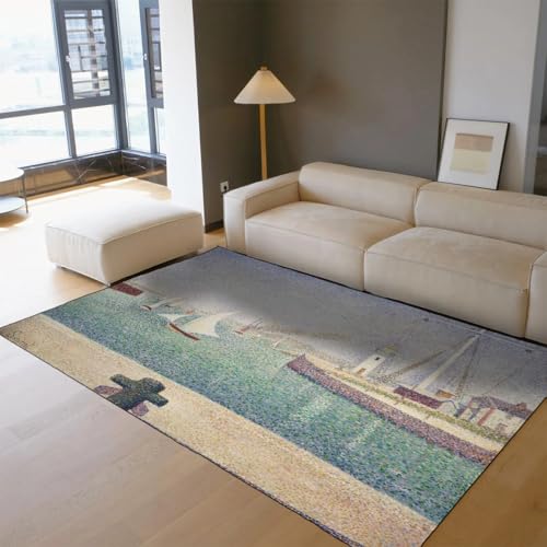 Tapis de sol fin pointillisme imprimé voiliers haut de gamme - 3