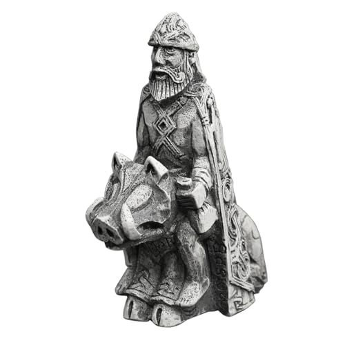 Dryad Design Freyr Statue Norse God of Fertility and Prosperity Figurine - Viking Pagan Home Altar Decor (Stone Finish)