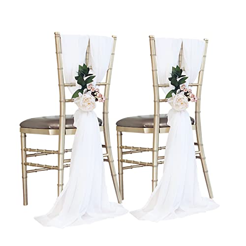 Buhua 10 Pcs Chair Covers Chiffon Chair Sashes For Wedding Ceremony Banquet Bridal Party Home Decorations, Ivory White, 40 X 55 Inches #TOP5