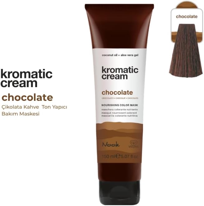 Nook Kromatic Cream Chocolate Vegan ve Silikonsuz, Organik Aloe Vera ve Hindistan Cevizi Yağı ile Saç Maskesi 150ml