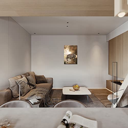 Bwspace Zebra Canvas Wall Art African Wildlife Zebra Realistic Portrait Canvas Decorative Painting For Office Living Room Bedroom #TOP2