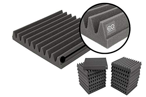 16 Pack, 2 Thick EQ Acoustics Premium Acoustic Foam Tile Kit, 30 x 30 x 5cm Classic Wedge Tiles. Better Sound For Home Studios, YouTubers, Podcasting, Sound Recording