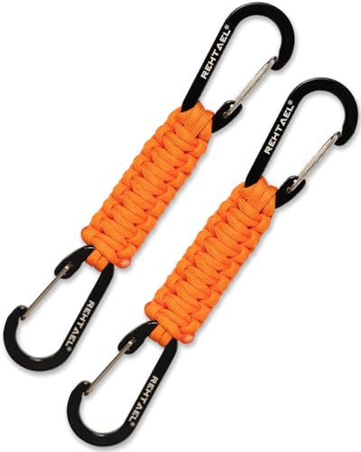 REHTAEL Heavy Duty Paracord Keychain with 2 Carabiner Clip for