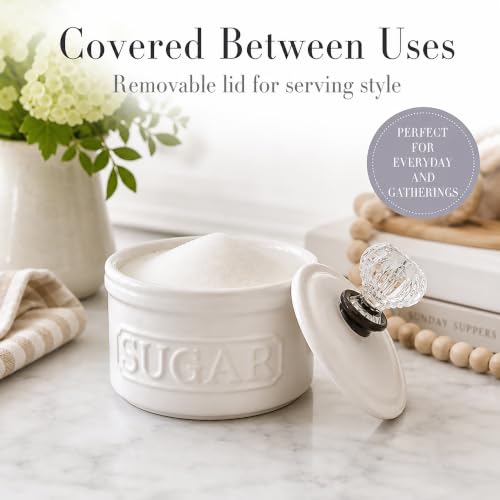 Mud Pie Door Knob Sugar Bowl, White 5.85H X 6.7L X 6.35W - Image 4