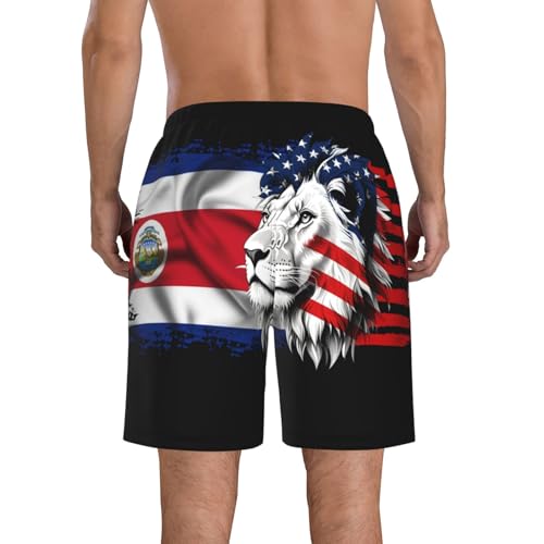 Beach Board Shorts America Flag and Bolivia Flag Men's Swim Trunks Drawstring Shorts3